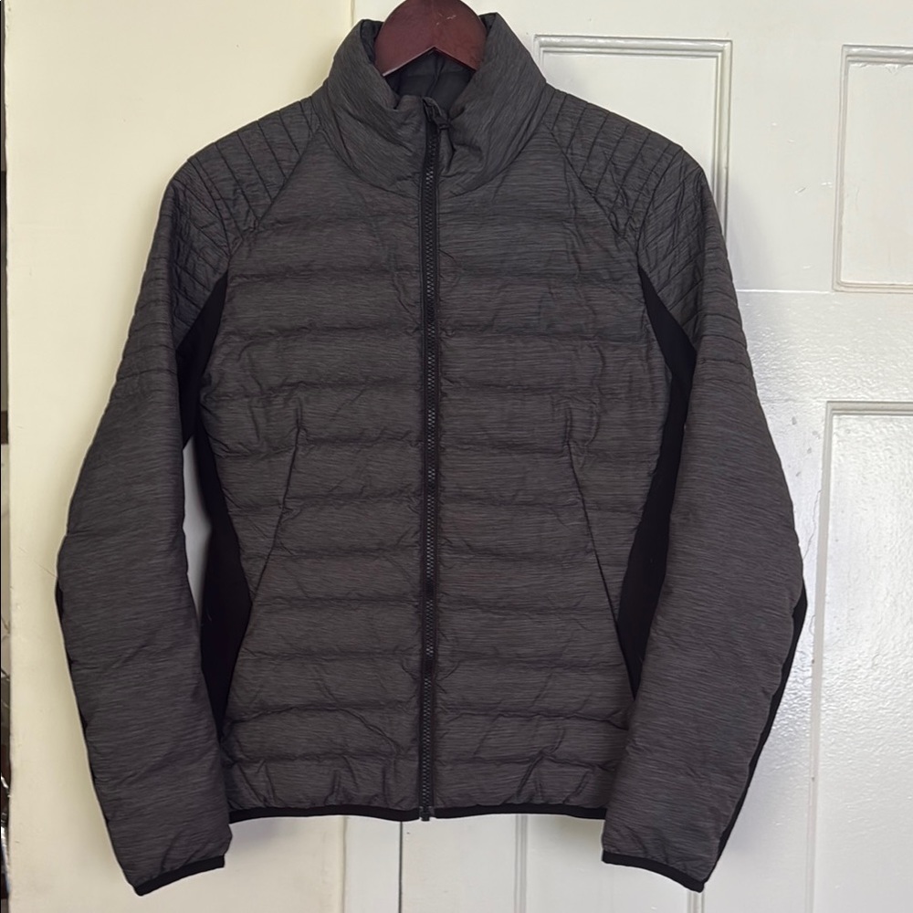 Aether Gray Lightweight Puffer Jacket with Slim Fit